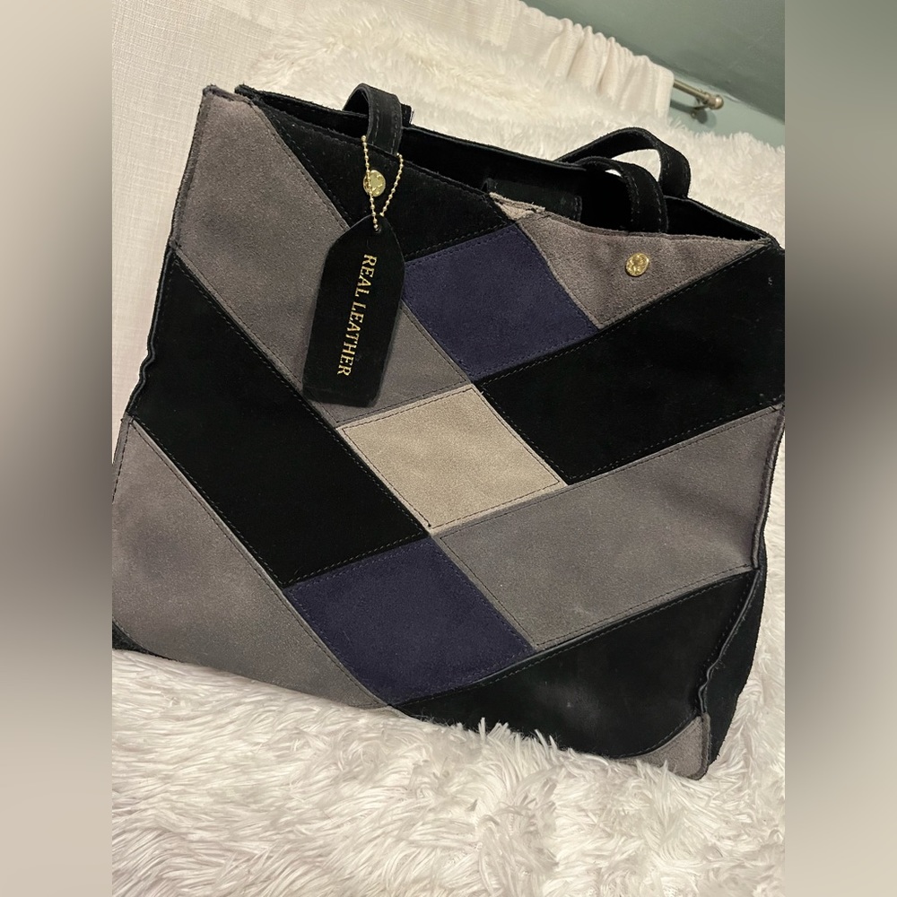 Emma Fox suede patchwork bag - Picture 3 of 16